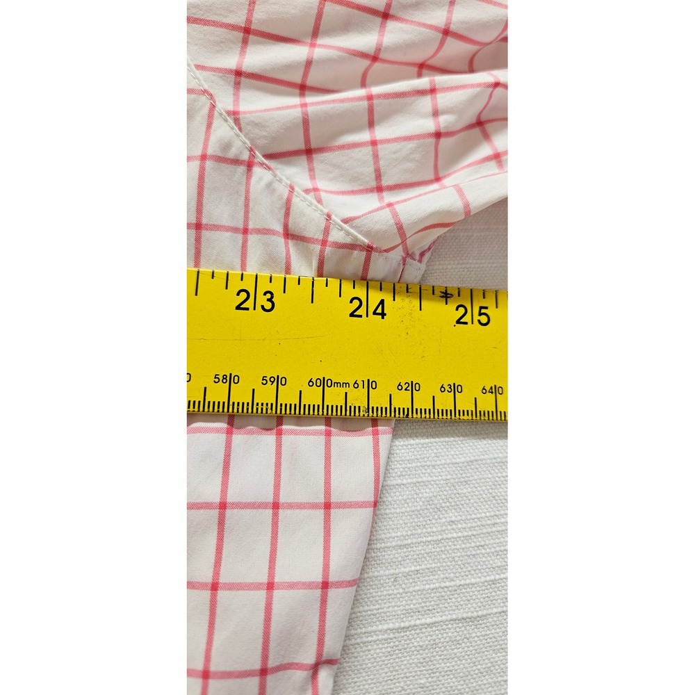 FootJoy Mens XL Pink White Windowpane Check Long Sleeve Button Down Golf Shirt - Picture 5 of 8